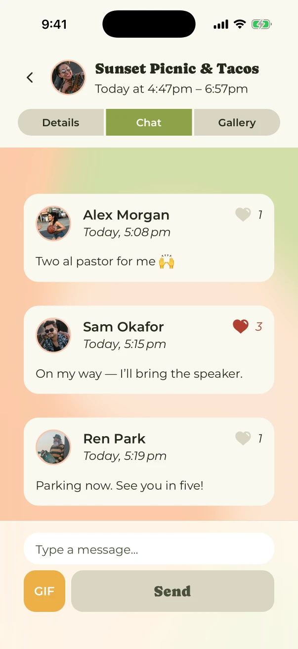 ComeThru Hang Chat with friends coordinating their meetup